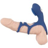 Sweet Smile – Erotische Sleeve voor Koppels met Vibratie en Stimulatie Noppen – 10 cm – Blauw