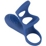 Sweet Smile – Erotische Sleeve voor Koppels met Vibratie en Stimulatie Noppen – 10 cm – Blauw