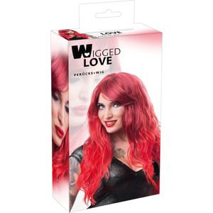 Wigged Love Pruik, golvend, 63 cm, rood