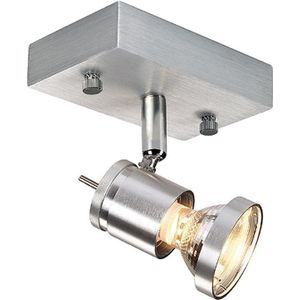 SLV Asto 1-lamp plafondspot met decoratieve ring ASTO, dimbaar, alu / grijs / zink, Hal, Aluminium, Modern, halogeen spot