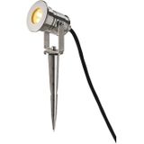 SLV grondspiesarmatuur DASAR projector / buitenlamp voor die verlichting van tuin, terras, planten, wegen, vijver, led buitenarmatuur, buitenspot / IP67 3000K 5,5 W 300 lm rvs 40 graden