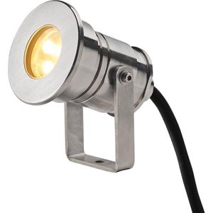 SLV grondspiesarmatuur DASAR projector / buitenlamp voor die verlichting van tuin, terras, planten, wegen, vijver, led buitenarmatuur, buitenspot / IP67 3000K 5,5 W 300 lm rvs 40 graden