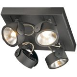 SLV wand- en plafondopbouwarmatuur KALU/plafond- en wandverlichting binnen, ledspot, opbouwarmatuur, wandopbouwarmatuur, plafondspot / 3000K 60 W 4000 lm zwart dimbaar 60 graden