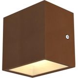 SLV wandopbouwarmatuur SITRA CUBE WL/verlichting voor wanden, wegen, ingangen, tuinlamp / IP44 3000K 10 W 1120 560 lm roest 105 graden