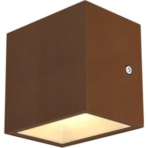 SLV wandopbouwarmatuur SITRA CUBE WL/verlichting voor wanden, wegen, ingangen, tuinlamp / IP44 3000K 10 W 1120 560 lm roest 105 graden