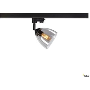 SLV Para CONE | 3-fase systeem lamp, railspot, spot, LED-spot, plafondspot, plafondlamp, railsysteem, binnenverlichting, GU10, max. 25W zwart/glas