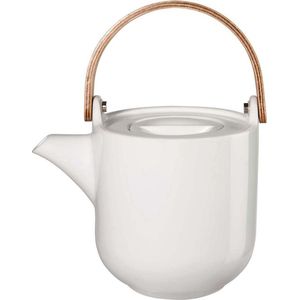 ASA Coppa White Yuki theepot met houten handvat van porselein in de kleur wit 0,6L, afmetingen: 14,5cm x 10,7cm x 12cm, 19371017