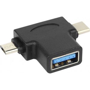 Fontastic 253843 USB-A naar Micro-USB adapter - USB-C - USB 3.1 Gen 1 - Zwart