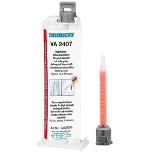 WEICON VA 2407 Cyanoacrylaatlijm, 50 g, 2K secondelijm, dubbele spuit, voor kunststoffen en metaal, structuurlijm