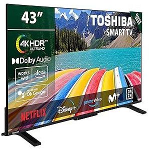 TOSHIBA 43UV2363DG 4K UHD 43 inch Smart TV zonder frame, met HDR10, Dolby Audio, compatibel met Alexa en Google spraakassistent, Bluetooth