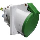 BALS 12754 -ICD-Contactdoos inbouw, Groen,10h 16A 4P >50V IP44 85x85,3P+PE,100-300Hz, QuickConnect