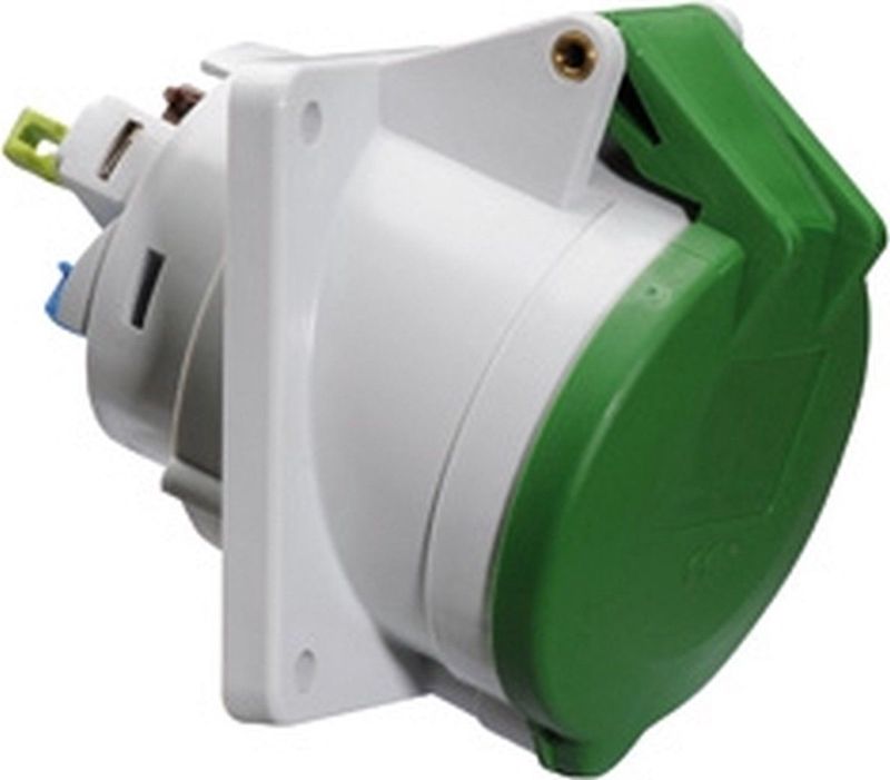 BALS 12754 -ICD-Contactdoos inbouw, Groen,10h 16A 4P >50V IP44 85x85,3P+PE,100-300Hz, QuickConnect