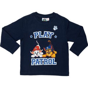 Paw Patrol Shirt - Play Patrol - Lange Mouw - Donkerblauw - Maat 98/104