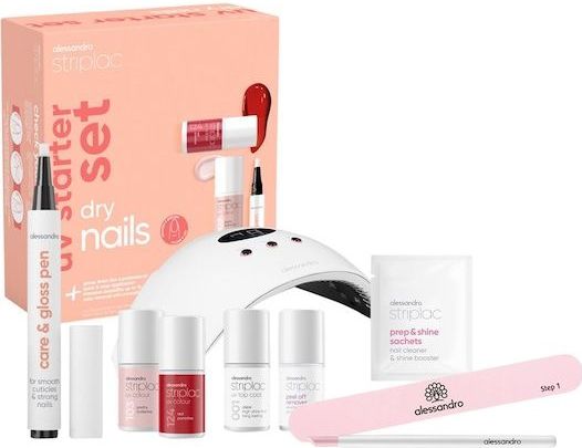 Striplac - Startset - Droge Nagels - Inclusief UV Nagellakken - Verzorging & Glans Pen