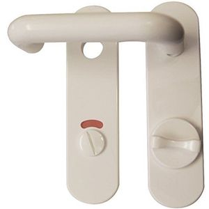 Alpertec 40131830K1 Nylon korte plaatgarnituur voor badkamerdeuren WC met vergrendelingsgrendel wit krukgarnituur deurkrukken deurbeslagen nieuw