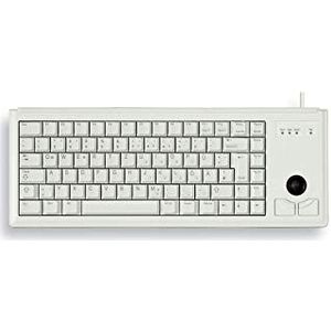 CHERRY Compact Keyboard G84-4400, QWERTZ-toetsenbord, bekabeld toetsenbord, mechanisch toetsenbord, ML-mechanisme, geïntegreerde optische trackball plus 2 muisknoppen, lichtgrijs