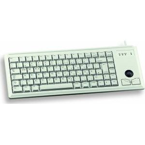 CHERRY Compact Keyboard G84-4400, Franse lay-out, AZERTY-toetsenbord, bekabeld toetsenbord, mechanisch toetsenbord, ML-mechanica, geïntegreerde optische trackball plus 2 muisknoppen, lichtgrijs