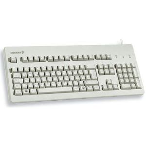 CHERRY G80-3000, bekabeld mechanisch toetsenbord, EU-lay-out (QWERTY), USB-poort, robuust, programmeerbare toetsen, MX BLUE schakelaars, lichtgrijs