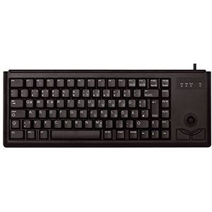 CHERRY Compact Keyboard G84-4400, Franse lay-out, AZERTY-toetsenbord, bedraad toetsenbord, mechanisch toetsenbord, geïntegreerde optische trackball plus 2 muisknoppen, zwart