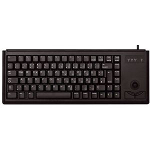 CHERRY Compact Keyboard G84-4400, Franse lay-out, AZERTY-toetsenbord, bekabeld toetsenbord, mechanisch toetsenbord, mechanisch ML, geïntegreerde optische trackball plus 2 muisknoppen, zwart