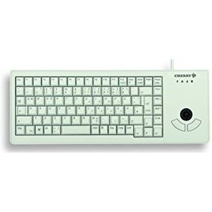 CHERRY XS Trackball Keyboard, Duits toetsenbord, QWERTZ, bekabeld toetsenbord, mechanisch toetsenbord, ML-mechanisme, optische trackball met twee muisknoppen, lichtgrijs