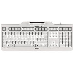 CHERRY JK-A0100DE-0 KC1000 SC corded Security Keyboard USB ultraflat grey mit integriertem Smartcard-Terminal (DE),Wit-Grijs