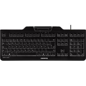 CHERRY KC 1000 SC, internationale indeling, QWERTY-toetsenbord, bedraad beveiligingstoetsenbord met geïntegreerde chipkaartterminal, Blue Angel, zwart