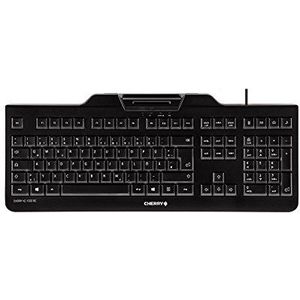 CHERRY KC 1000 SC, Franse indeling (AZERTY), bedraad veiligheidstoetsenbord met geïntegreerde smartcard-terminal, Blaue Engel, Zwart