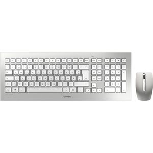 CHERRY DW 8000, kabelloses Tastatur- und Maus-Set, Deutsches Layout (QWERTZ), batteriebetrieben, ultraflache Tastatur, 3 Tasten-Maus mit Infrarotsensor, Weiß-Silber