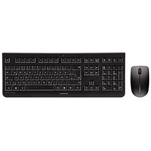 CHERRY DW 3000, draadloos toetsenbord en muisset, Duitse lay-out, QWERTZ-toetsenbord, batterijvoeding, GS-goedkeuring, stille toetsaanslag, zwart