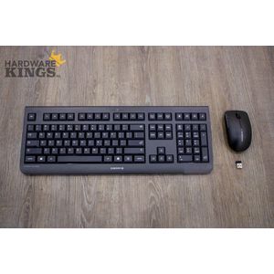 CHERRY DW 3000 Draadloos toetsenbord en muis Set GS-gecertificeerd op batterijen QWERTY-toetsenbord Stille toets, zwart