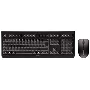CHERRY DW 3000, draadloos toetsenbord en muis, Spaanse lay-out, QWERTY-toetsenbord, batterijvoeding, GS-goedkeuring, stille toetsaanslag, zwart