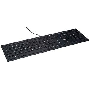 CHERRY KC 6000 SLIM, Ultraplat ontwerp toetsenbord, EU indeling (QWERTY), Bedraad (USB-A-aansluiting), Stille toetsen, Duurzame labeling, Zwart