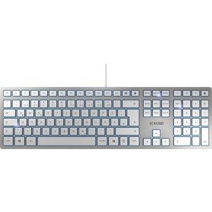 CHERRY KC 6000 Slim toetsenbord USB Amerikaans Engels Zilver, Wit