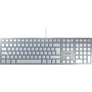 CHERRY KC 6000 SLIM, Ultraplat ontwerp toetsenbord, UK layout (QWERTY), Bedraad (USB-A-aansluiting), Stille toetsen, Duurzame labeling, Zilver