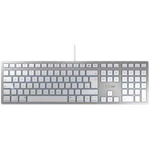 CHERRY KC 6000 SLIM VOOR MAC, Duitse indeling, QWERTZ-toetsenbord, bedraad toetsenbord, Mac-indeling, schaarmechanisme, ultraplat ontwerp, wit-zilver