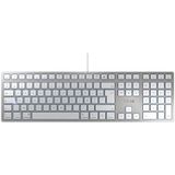CHERRY KC 6000 SLIM FOR MAC, Franse indeling, QWERTY-toetsenbord, bedraad toetsenbord, Mac-indeling, schaarmechanisme, ultraplat ontwerp, wit-zilver