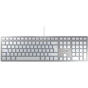 CHERRY KC 6000 SLIM FOR MAC, Franse indeling, QWERTY-toetsenbord, bedraad toetsenbord, Mac-indeling, schaarmechanisme, ultraplat ontwerp, wit-zilver