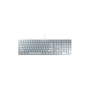 CHERRY KC 6000 SLIM VOOR MAC, Amerikaanse indeling, QWERTY-toetsenbord, bedraad toetsenbord, Mac-indeling, schaarmechanisme, ultraplat ontwerp, wit-zilver