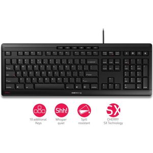 CHERRY STREAM - Toetsenbord - USB - QWERTY - VS met Euro-symbool - toetsschakelaar: CHERRY SX - zwart