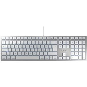 CHERRY KC 6000 SLIM VOOR MAC, Pan-Nordic indeling, QWERTY-toetsenbord, bekabeld toetsenbord, Mac-indeling, schaarmechanisme, ultraslank ontwerp, wit-zilver