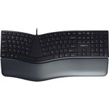 CHERRY KC 4500 ERGO, ergonomisch toetsenbord, EU indeling (QWERTY), bedraad, gevoerde handpalm met memory foam, gebogen toetsenbord, Zwart