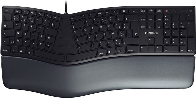 CHERRY KC 4500 ERGO toetsenbord Universeel USB AZERTY Frans Zwart