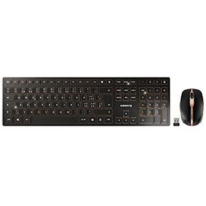 CHERRY DW 9100 Slim, toetsenbord en muisset, draadloos, Zwitserse lay-out, QWERTZ-toetsenbord, oplaadbare batterijen, SX-schaarmechanisme, ultra-stil, zwart-brons
