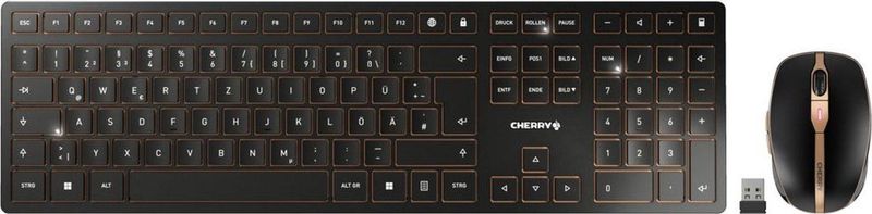 CHERRY DW 9100 SLIM toetsenbord Inclusief muis RF-draadloos + Bluetooth AZERTY Belgisch Zwart