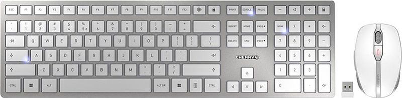 CHERRY DW 9100 SLIM toetsenbord Inclusief muis RF-draadloos + Bluetooth QWERTY Amerikaans Engels Zilver