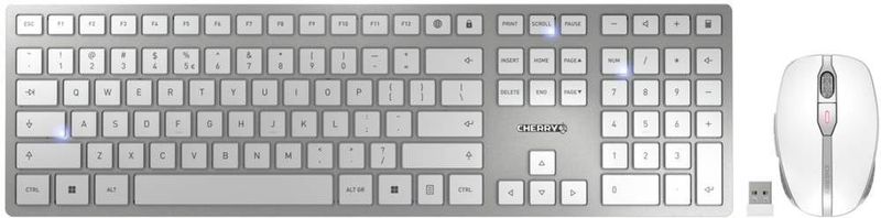 CHERRY DW 9100 SLIM toetsenbord Inclusief muis RF-draadloos + Bluetooth QWERTY Amerikaans Engels Zilver