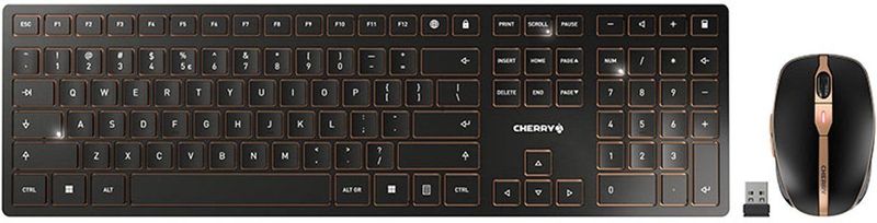 CHERRY DW 9100 SLIM toetsenbord Inclusief muis Universeel RF-draadloos + Bluetooth QWERTY Amerikaans Engels Zwart