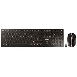 CHERRY DW 9100 SLIM, draadloos toetsenbord en muis set, Franse layout, AZERTY toetsenbord, oplaadbare batterijen, SX schaarmechanisme, fluisterstille toetsaanslag, zwart-brons