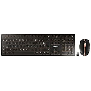 Cherry DW 9100 Slim, draadloos toetsenbord en muis, Franse lay-out, AZERTY-toetsenbord, oplaadbare batterijen, SX-schaarmechanisme, stille slag, zwart-brons